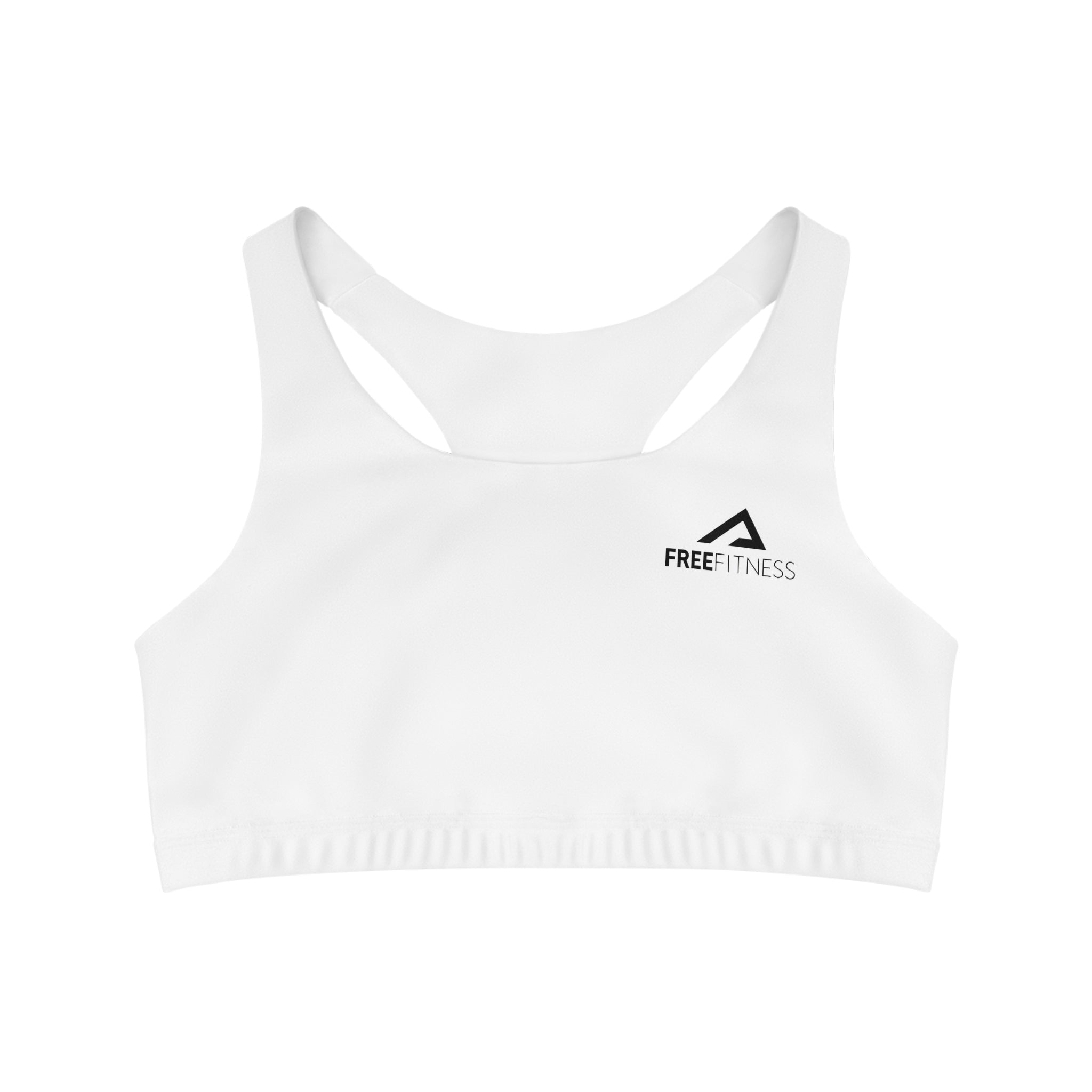 a white crop top with a free fitness logo on it